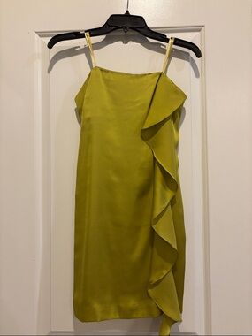 BCBGeneration strapless Ruffle Slip Dress in Chartreuse